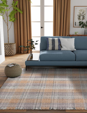 Washable Desert Gray 7' 10 x 7' 10 Eco Plaid Indoor Outdoor Washable Square Area Rug Easy to Clean Stain Resistant & Durable Weather Resistant for Patio, Deck, Terrace, Balcony, Porch 100% Recycled Plastic Bottles Carpet Mat for Sale at Rug Engine