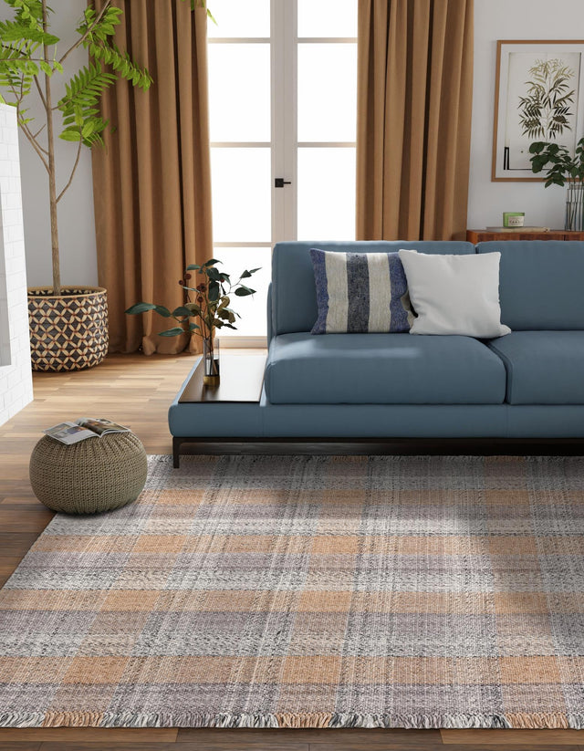 Washable Desert Gray 7' 10 x 7' 10 Eco Plaid Indoor Outdoor Washable Square Area Rug Easy to Clean Stain Resistant & Durable Weather Resistant for Patio, Deck, Terrace, Balcony, Porch 100% Recycled Plastic Bottles Carpet Mat for Sale at Rug Engine