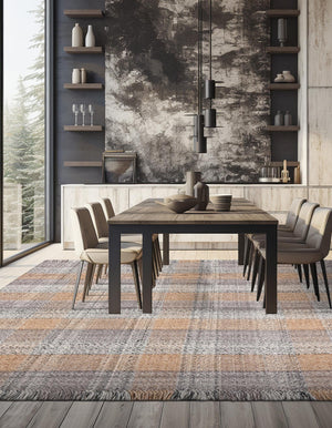Washable Desert Gray 7' 10 x 7' 10 Eco Plaid Indoor Outdoor Washable Square Area Rug Easy to Clean Stain Resistant & Durable Weather Resistant for Patio, Deck, Terrace, Balcony, Porch 100% Recycled Plastic Bottles Carpet Mat for Sale at Rug Engine