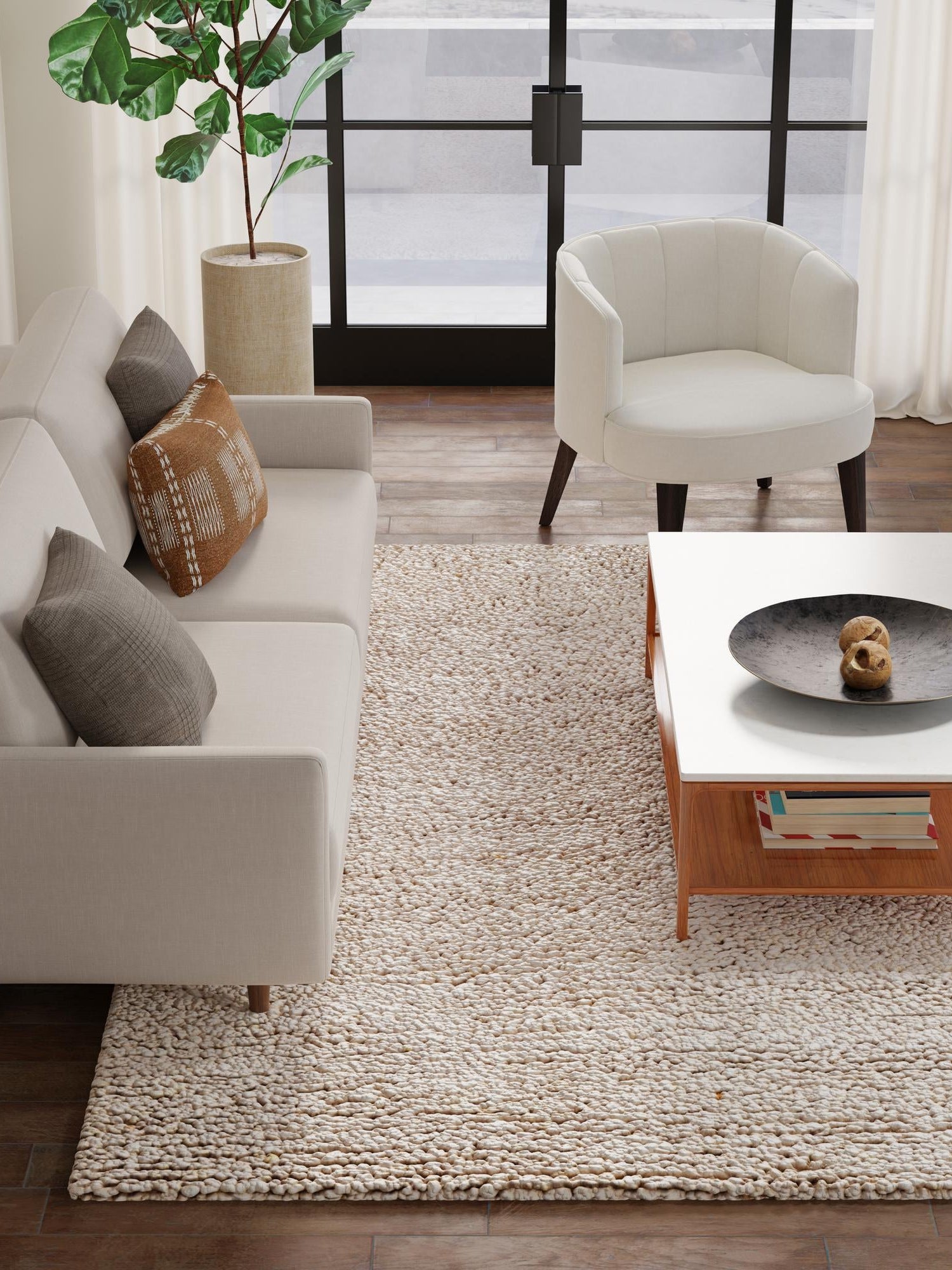 Taupe 9' x 12' Haka Deluxe Shag Rectangle Area Rug Thick Soft Touch Fluffy & Plush Shaggy Pile Hand Woven New Zealand Wool Carpet for Sale at Rug Engine