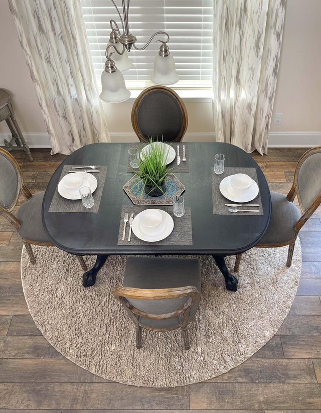 Taupe 4' 1 x 4' 1 Haka Deluxe Shag Round Area Rug Thick Soft Touch Fluffy & Plush Shaggy Pile Hand Woven New Zealand Wool Carpet for Sale at Rug Engine