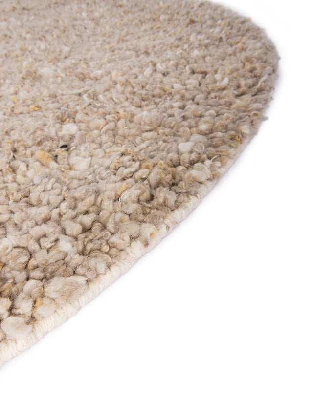 Taupe 4' 1 x 4' 1 Haka Deluxe Shag Round Area Rug Thick Soft Touch Fluffy & Plush Shaggy Pile Hand Woven New Zealand Wool Carpet for Sale at Rug Engine