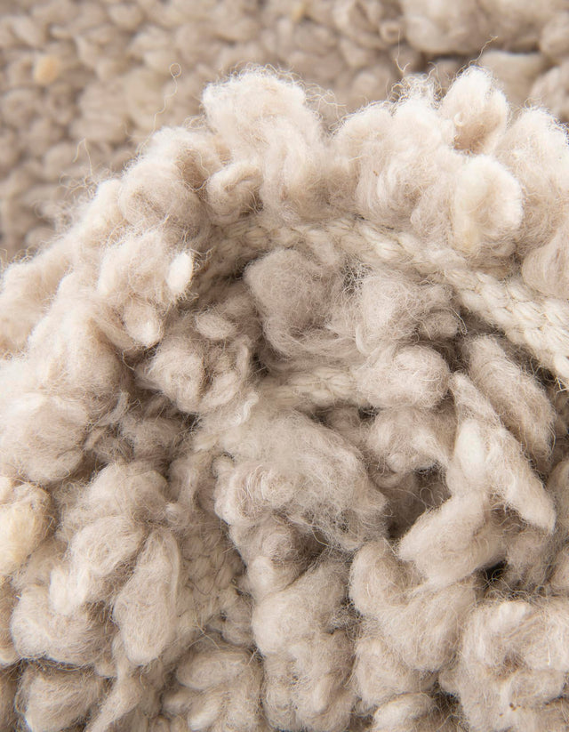 Taupe 4' 1 x 4' 1 Haka Deluxe Shag Round Area Rug Thick Soft Touch Fluffy & Plush Shaggy Pile Hand Woven New Zealand Wool Carpet for Sale at Rug Engine