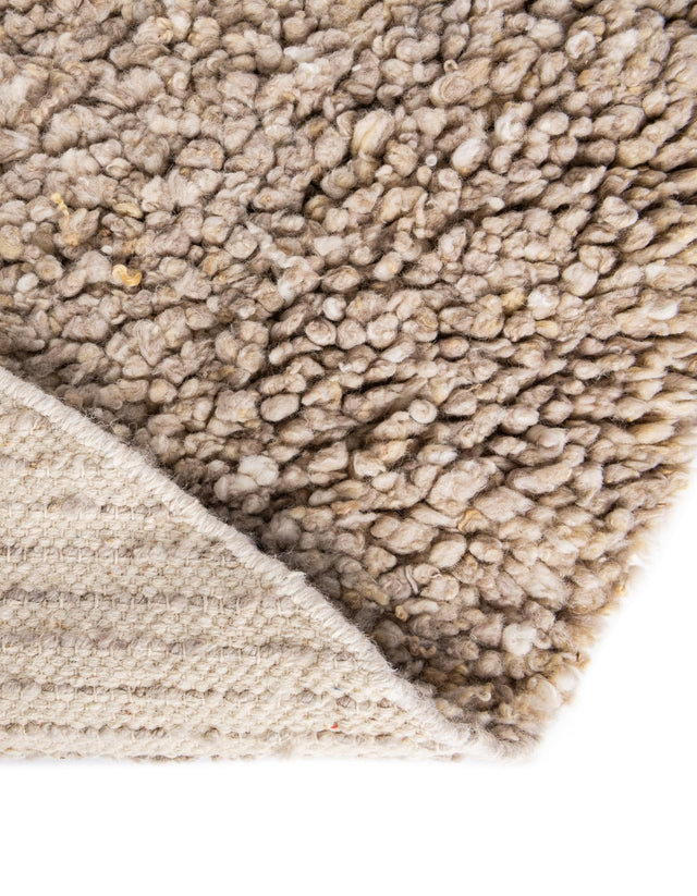 Taupe 4' 1 x 4' 1 Haka Deluxe Shag Round Area Rug Thick Soft Touch Fluffy & Plush Shaggy Pile Hand Woven New Zealand Wool Carpet for Sale at Rug Engine