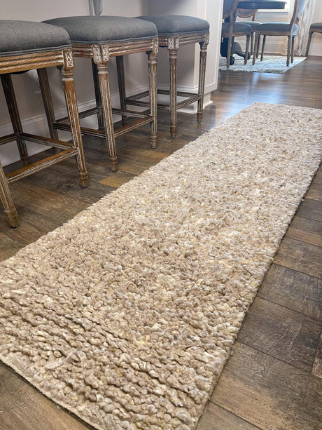 Taupe 2' 7 x 12' Haka Deluxe Shag Runner Area Rug Thick Soft Touch Fluffy & Plush Shaggy Pile Hand Woven New Zealand Wool Carpet for Sale at Rug Engine