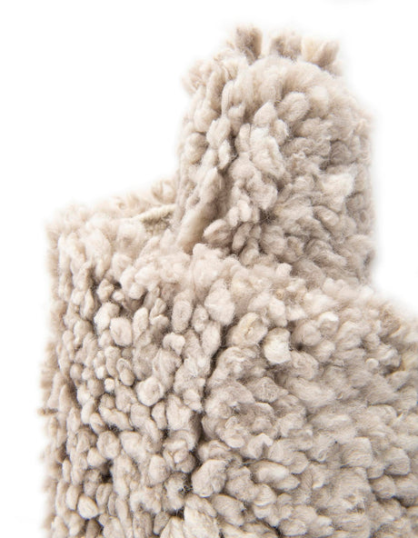 Taupe 7' 10 x 7' 10 Haka Deluxe Shag Square Area Rug Thick Soft Touch Fluffy & Plush Shaggy Pile Hand Woven New Zealand Wool Carpet for Sale at Rug Engine