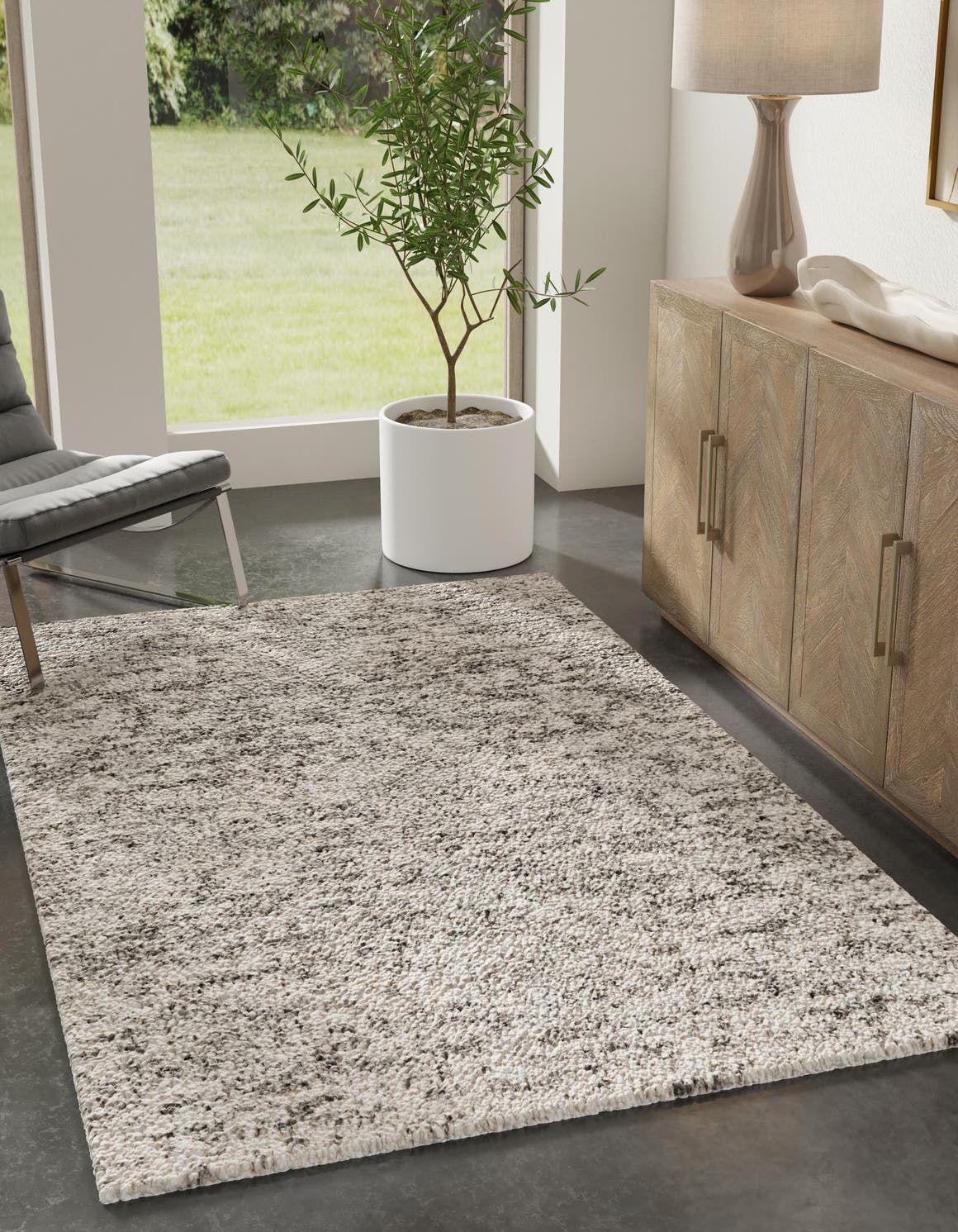 Salt and Pepper 9' x 12' Haka Deluxe Shag Rectangle Area Rug Thick Soft Touch Fluffy & Plush Shaggy Pile Hand Woven New Zealand Wool Carpet for Sale at Rug Engine