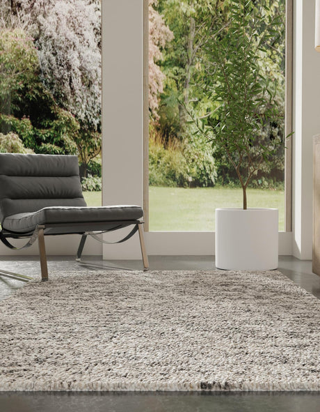 Salt and Pepper 4' 1 x 6' 1 Haka Deluxe Shag Rectangle Area Rug Thick Soft Touch Fluffy & Plush Shaggy Pile Hand Woven New Zealand Wool Carpet for Sale at Rug Engine