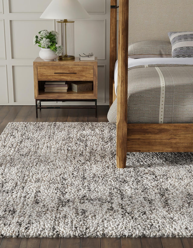 Salt and Pepper 6' 1 x 9' Haka Deluxe Shag Rectangle Area Rug Thick Soft Touch Fluffy & Plush Shaggy Pile Hand Woven New Zealand Wool Carpet for Sale at Rug Engine