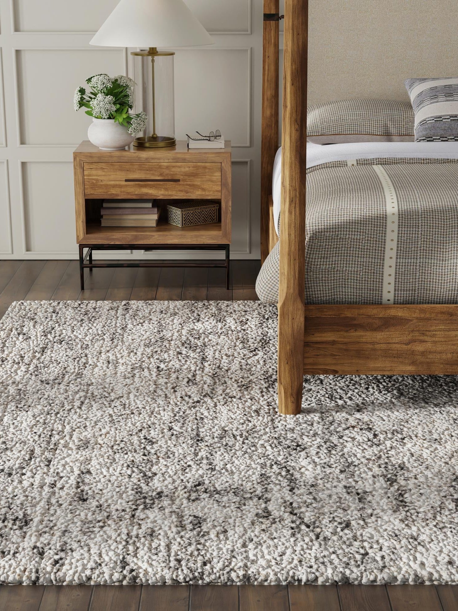 Salt and Pepper 9' x 12' Haka Deluxe Shag Rectangle Area Rug Thick Soft Touch Fluffy & Plush Shaggy Pile Hand Woven New Zealand Wool Carpet for Sale at Rug Engine