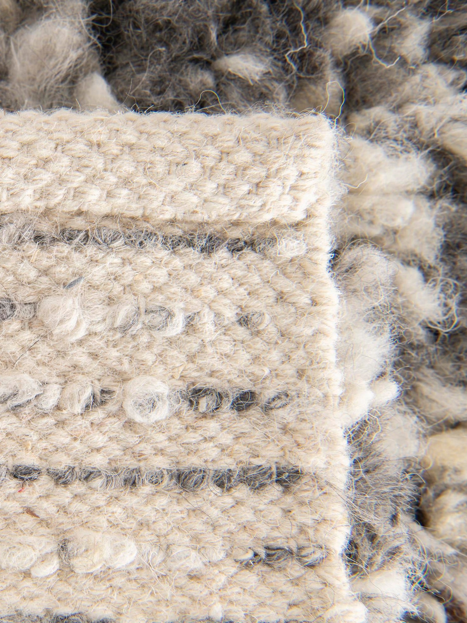 Salt and Pepper 5' 1 x 7' 1 Haka Deluxe Shag Rectangle Area Rug Thick Soft Touch Fluffy & Plush Shaggy Pile Hand Woven New Zealand Wool Carpet for Sale at Rug Engine