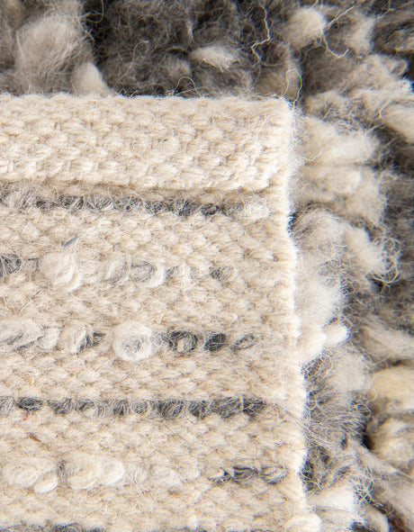Salt and Pepper 5' 1 x 7' 1 Haka Deluxe Shag Rectangle Area Rug Thick Soft Touch Fluffy & Plush Shaggy Pile Hand Woven New Zealand Wool Carpet for Sale at Rug Engine