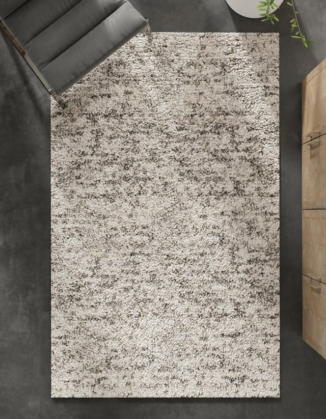 Salt and Pepper 10' x 14' 1 Haka Deluxe Shag Rectangle Area Rug Thick Soft Touch Fluffy & Plush Shaggy Pile Hand Woven New Zealand Wool Carpet for Sale at Rug Engine