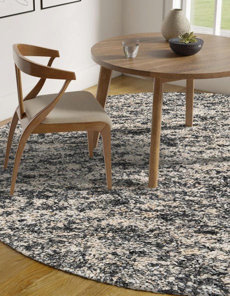 Salt and Pepper 6' 1 x 6' 1 Haka Deluxe Shag Round Area Rug Thick Soft Touch Fluffy & Plush Shaggy Pile Hand Woven New Zealand Wool Carpet for Sale at Rug Engine