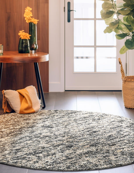 Salt and Pepper 7' 10 x 7' 10 Haka Deluxe Shag Round Area Rug Thick Soft Touch Fluffy & Plush Shaggy Pile Hand Woven New Zealand Wool Carpet for Sale at Rug Engine