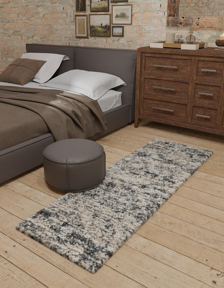 Salt and Pepper 2' x 4' 1 Haka Deluxe Shag Runner Area Rug Thick Soft Touch Fluffy & Plush Shaggy Pile Hand Woven New Zealand Wool Carpet for Sale at Rug Engine