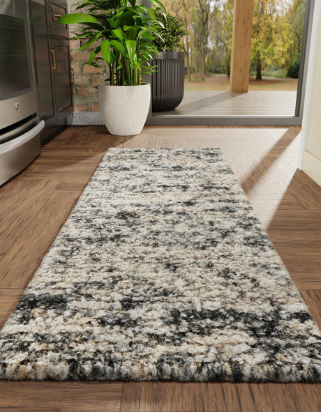 Salt and Pepper 2' x 6' 1 Haka Deluxe Shag Runner Area Rug Thick Soft Touch Fluffy & Plush Shaggy Pile Hand Woven New Zealand Wool Carpet for Sale at Rug Engine