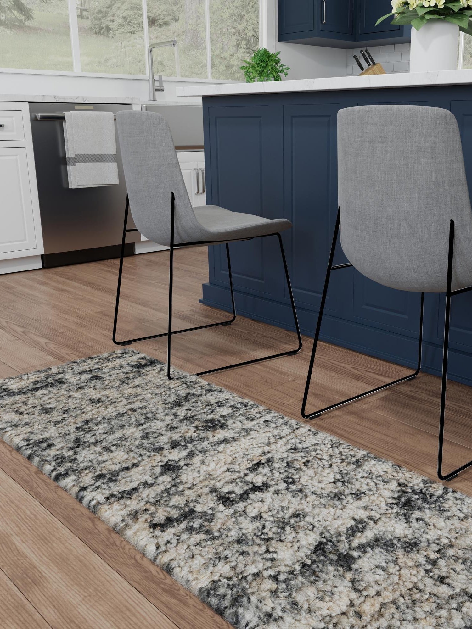 Salt and Pepper 2' x 8' Haka Deluxe Shag Runner Area Rug Thick Soft Touch Fluffy & Plush Shaggy Pile Hand Woven New Zealand Wool Carpet for Sale at Rug Engine