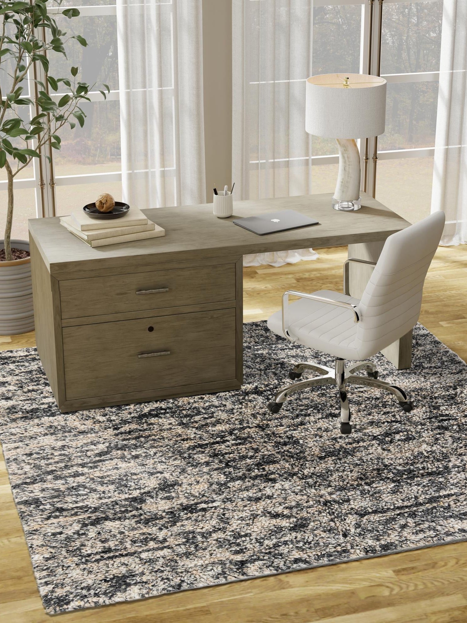 Salt and Pepper 7' 10 x 7' 10 Haka Deluxe Shag Square Area Rug Thick Soft Touch Fluffy & Plush Shaggy Pile Hand Woven New Zealand Wool Carpet for Sale at Rug Engine