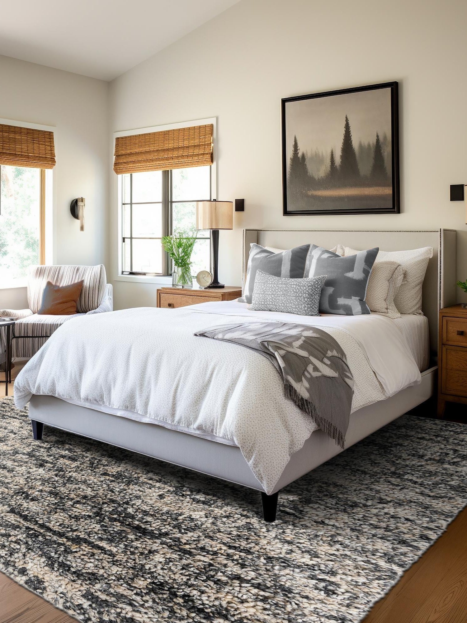 Salt and Pepper 7' 10 x 7' 10 Haka Deluxe Shag Square Area Rug Thick Soft Touch Fluffy & Plush Shaggy Pile Hand Woven New Zealand Wool Carpet for Sale at Rug Engine