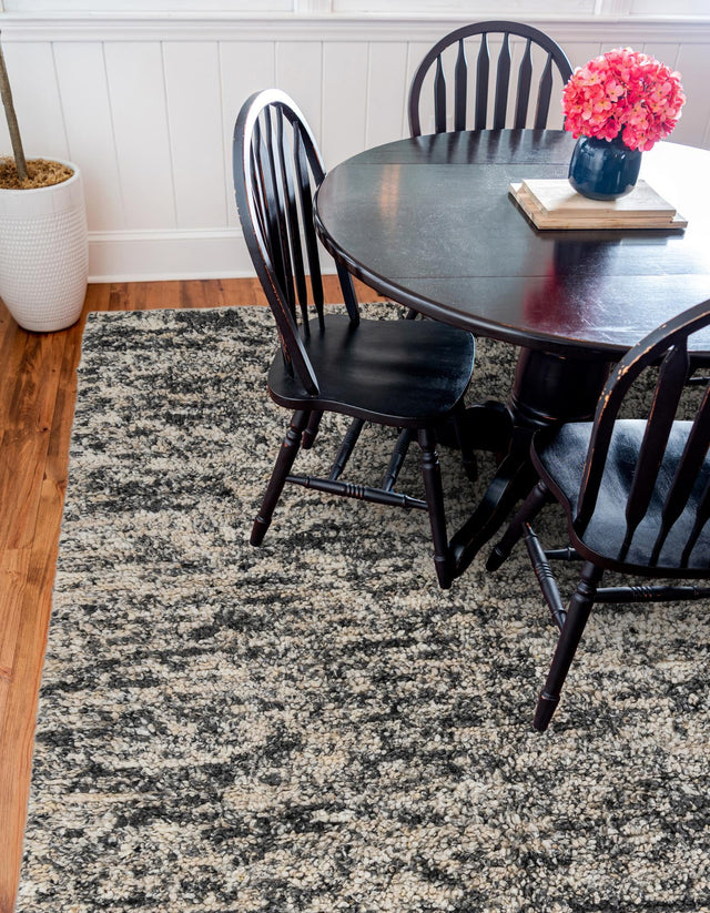 Salt and Pepper 7' 10 x 7' 10 Haka Deluxe Shag Square Area Rug Thick Soft Touch Fluffy & Plush Shaggy Pile Hand Woven New Zealand Wool Carpet for Sale at Rug Engine