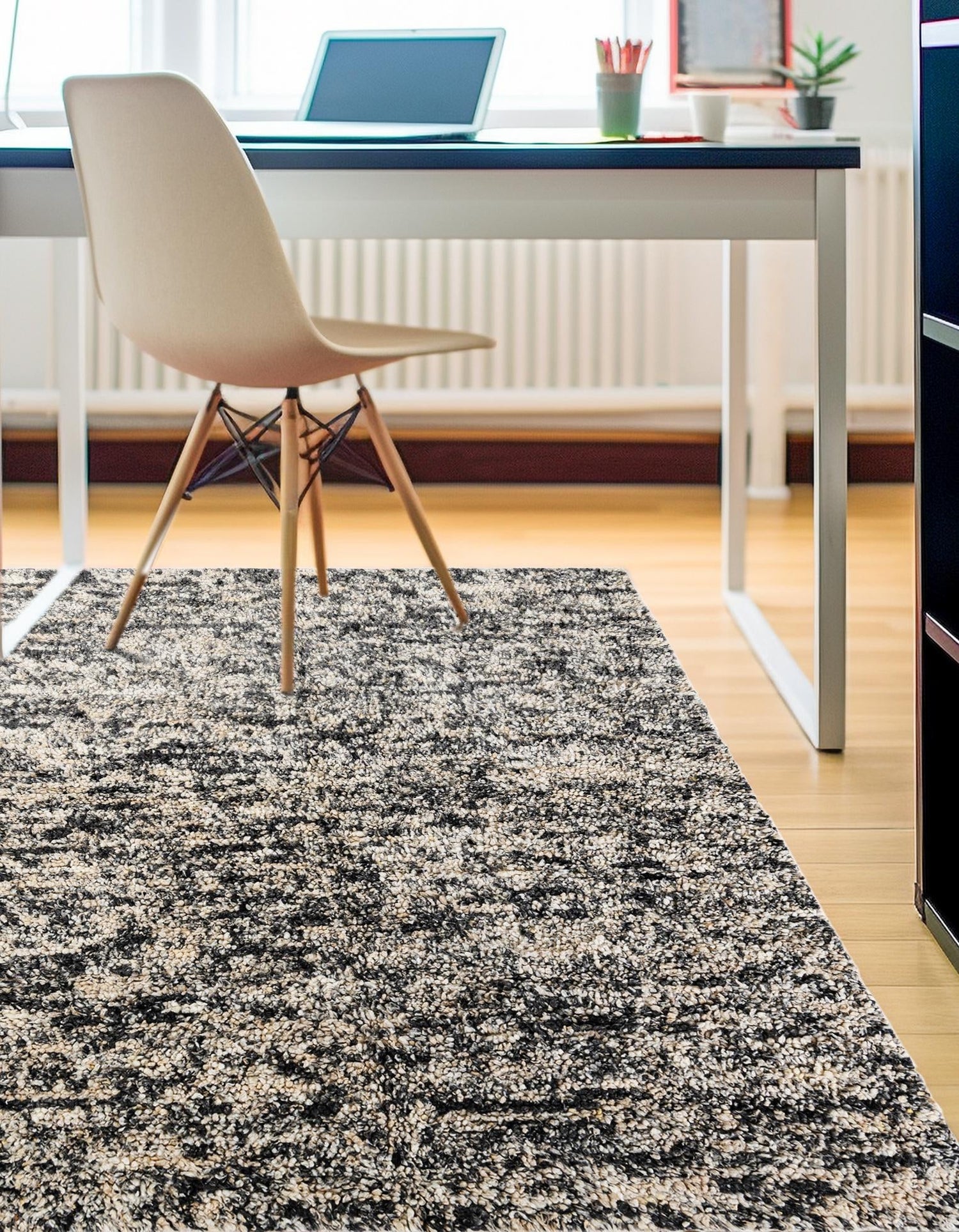 Salt and Pepper 7' 10 x 7' 10 Haka Deluxe Shag Square Area Rug Thick Soft Touch Fluffy & Plush Shaggy Pile Hand Woven New Zealand Wool Carpet for Sale at Rug Engine
