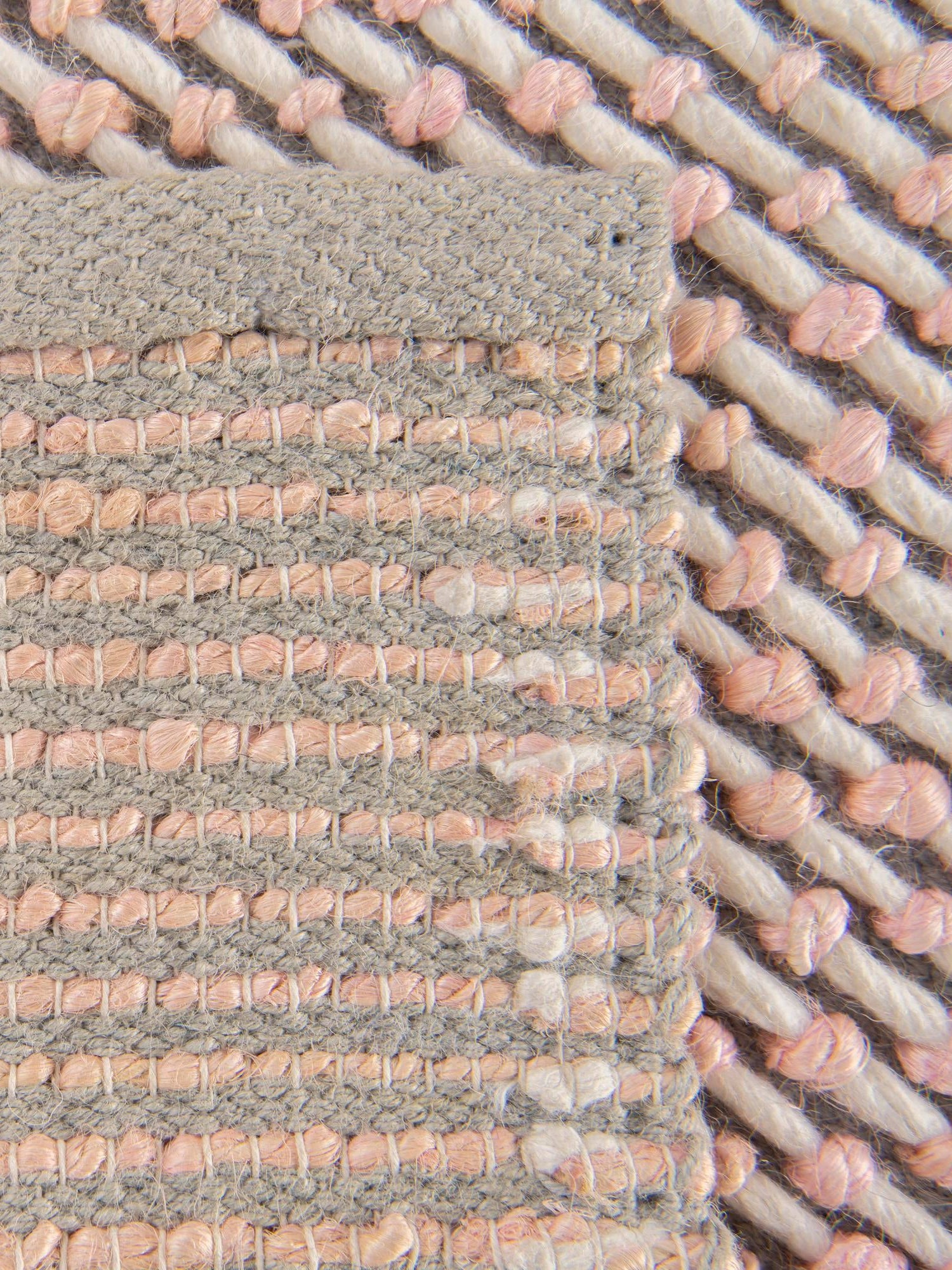 Pink and Gray 6' 1 x 9' Seaside Pearl Jute Rectangle Area Rug 60% Jute & 40% Wool All Natural Coastal Mood Carpet for Eco Friendly Home Interior Design for Sale at Rug Engine