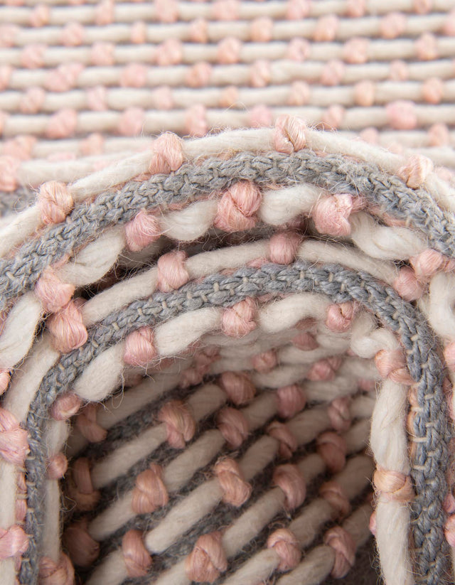Pink and Gray 2' x 6' 1 Seaside Pearl Jute Runner Area Rug 60% Jute & 40% Wool All Natural Coastal Mood Carpet for Eco Friendly Home Interior Design for Sale at Rug Engine