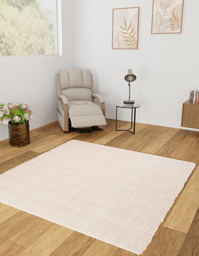 Pink and Gray 7' 10 x 7' 10 Seaside Pearl Jute Square Area Rug 60% Jute & 40% Wool All Natural Coastal Mood Carpet for Eco Friendly Home Interior Design for Sale at Rug Engine