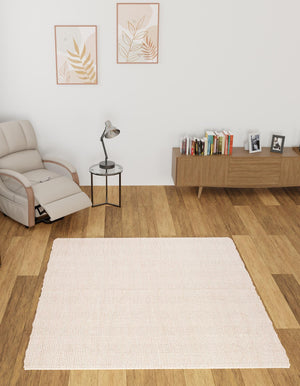 Pink and Gray 7' 10 x 7' 10 Seaside Pearl Jute Square Area Rug 60% Jute & 40% Wool All Natural Coastal Mood Carpet for Eco Friendly Home Interior Design for Sale at Rug Engine