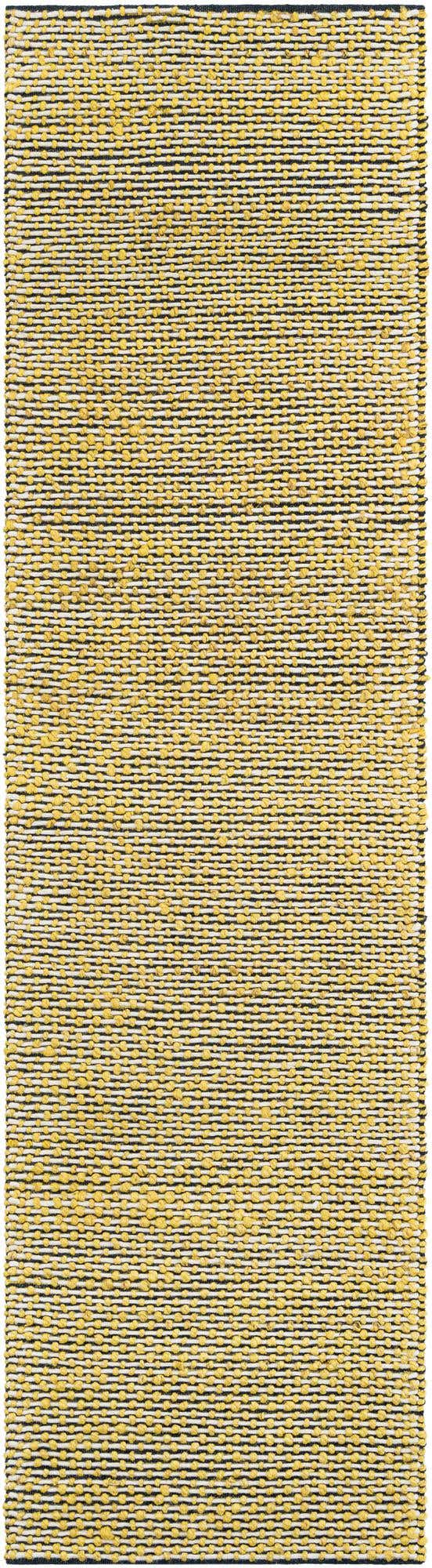 Yellow and Navy 2' 7 x 10' Seaside Pearl Jute Runner Area Rug 60% Jute & 40% Wool All Natural Coastal Mood Carpet for Eco Friendly Home Interior Design for Sale at Rug Engine
