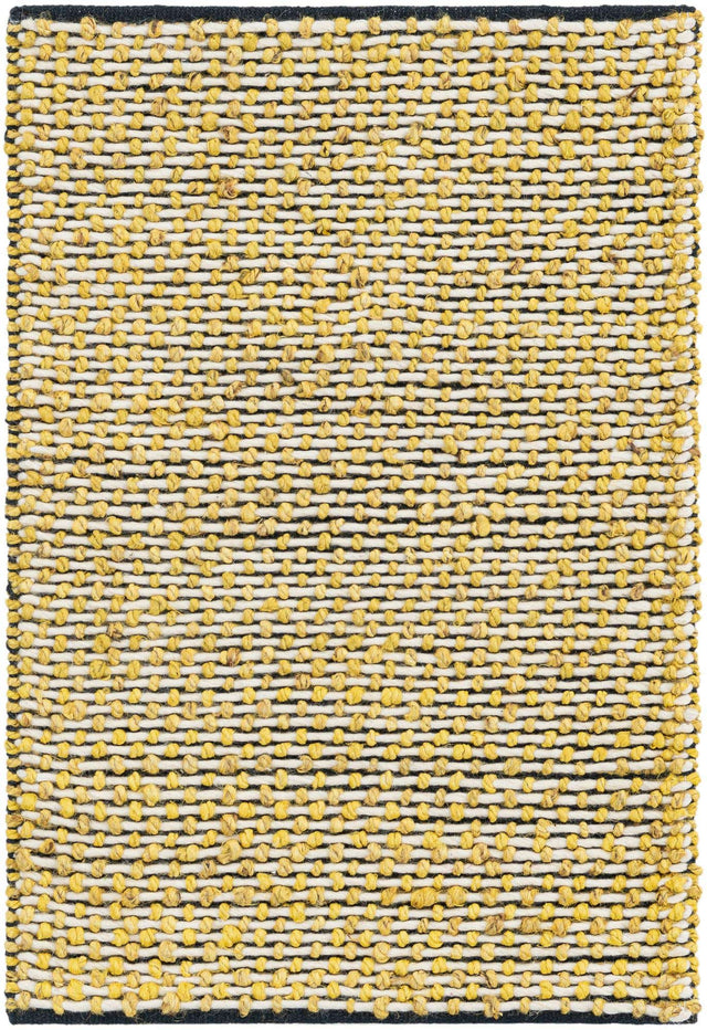 Yellow and Navy 2' x 3' 1 Seaside Pearl Jute Rectangle Area Rug 60% Jute & 40% Wool All Natural Coastal Mood Carpet for Eco Friendly Home Interior Design for Sale at Rug Engine
