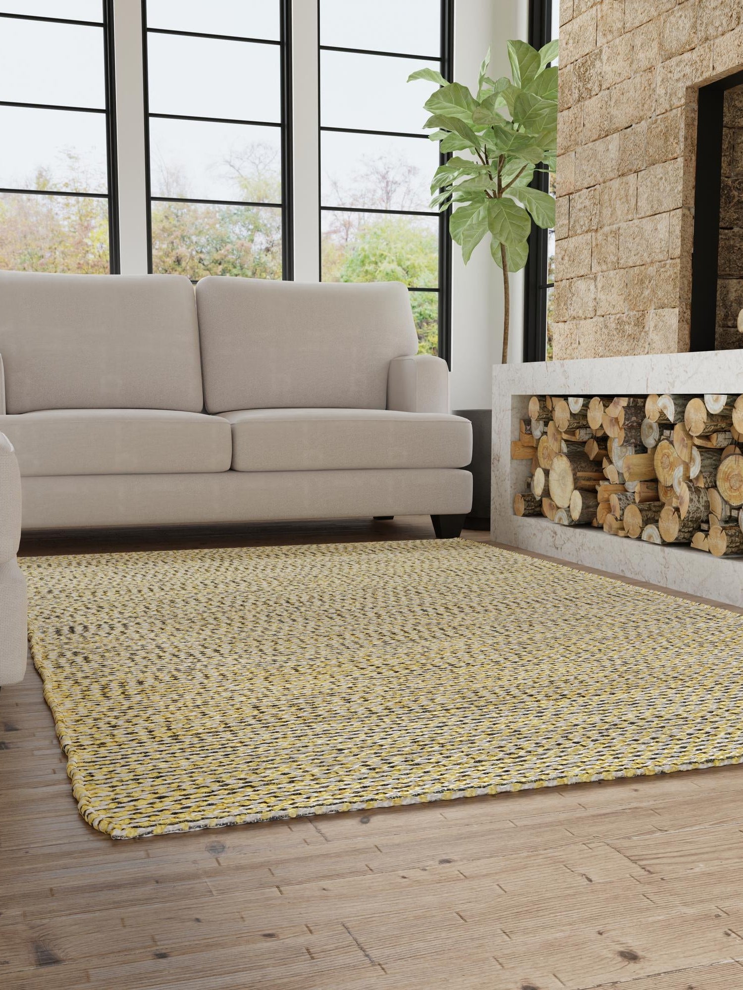 Yellow and Navy 2' x 3' 1 Seaside Pearl Jute Rectangle Area Rug 60% Jute & 40% Wool All Natural Coastal Mood Carpet for Eco Friendly Home Interior Design for Sale at Rug Engine