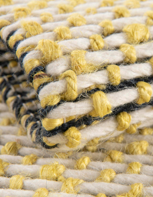 Yellow and Navy 5' 1 x 8' Seaside Pearl Jute Rectangle Area Rug 60% Jute & 40% Wool All Natural Coastal Mood Carpet for Eco Friendly Home Interior Design for Sale at Rug Engine