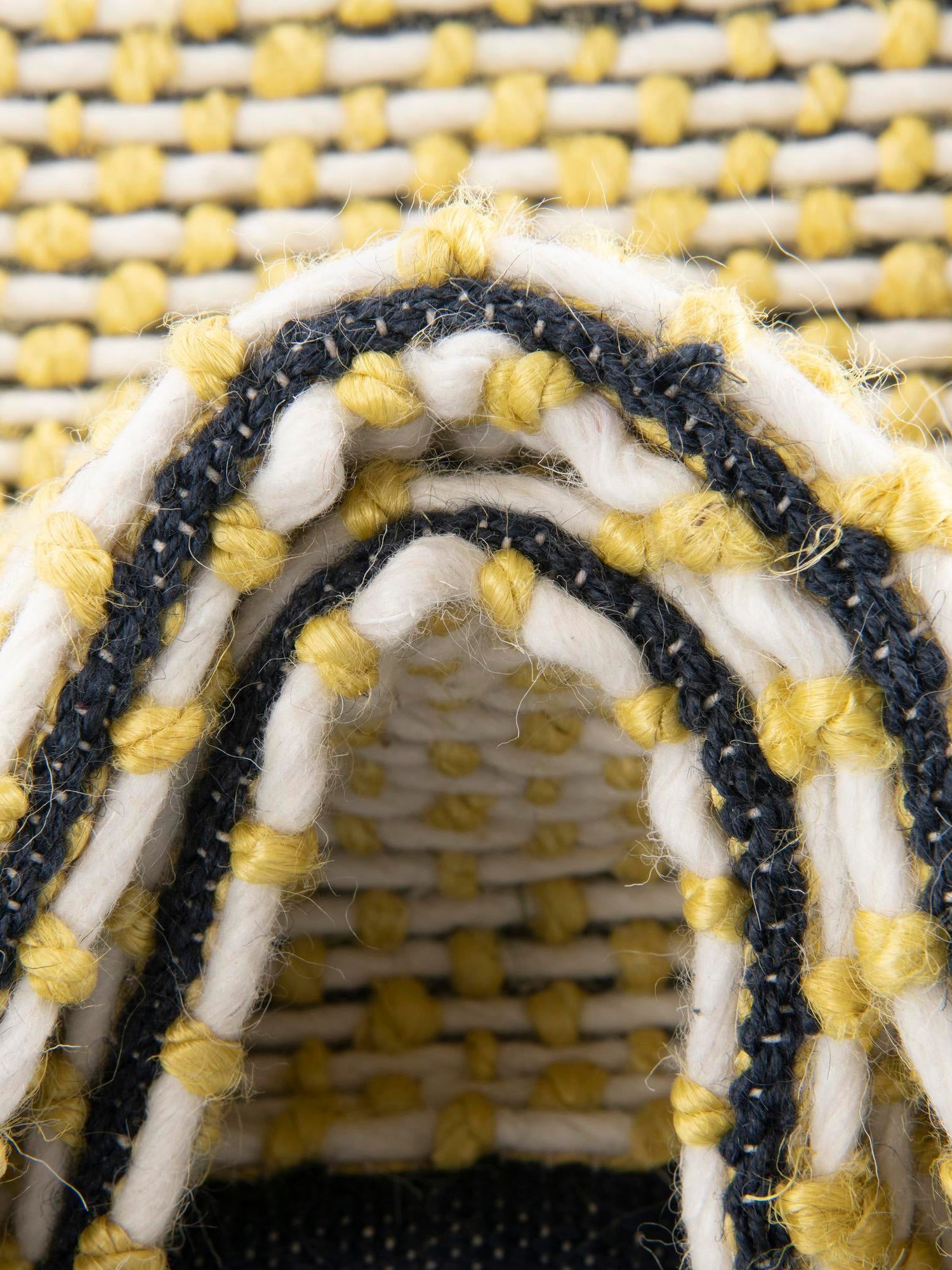 Yellow and Navy 6' 1 x 9' Seaside Pearl Jute Rectangle Area Rug 60% Jute & 40% Wool All Natural Coastal Mood Carpet for Eco Friendly Home Interior Design for Sale at Rug Engine