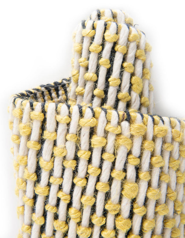 Yellow and Navy 5' 1 x 8' Seaside Pearl Jute Rectangle Area Rug 60% Jute & 40% Wool All Natural Coastal Mood Carpet for Eco Friendly Home Interior Design for Sale at Rug Engine