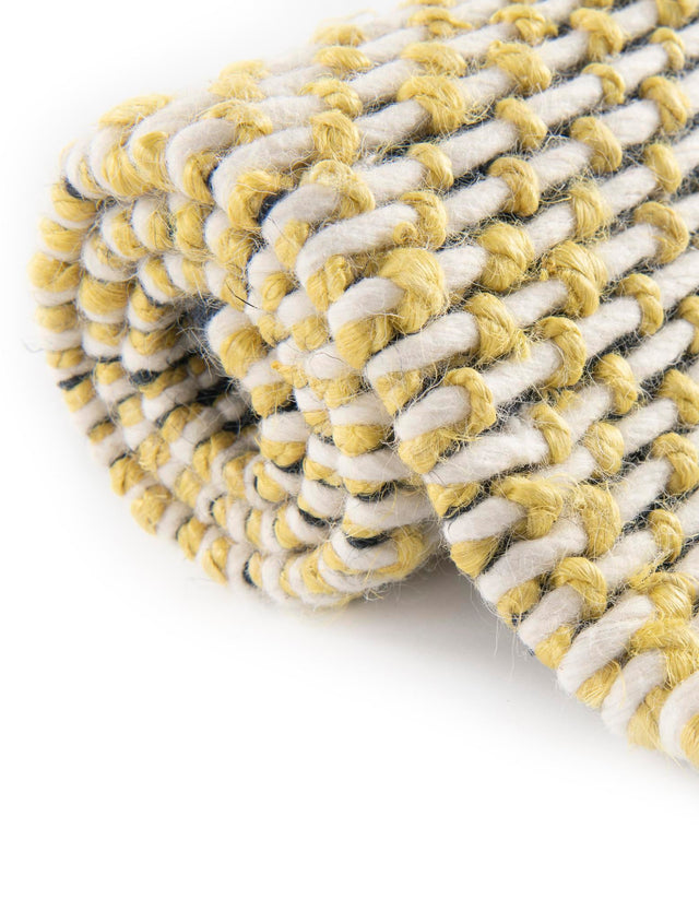 Yellow and Navy 7' 10 x 10' Seaside Pearl Jute Rectangle Area Rug 60% Jute & 40% Wool All Natural Coastal Mood Carpet for Eco Friendly Home Interior Design for Sale at Rug Engine