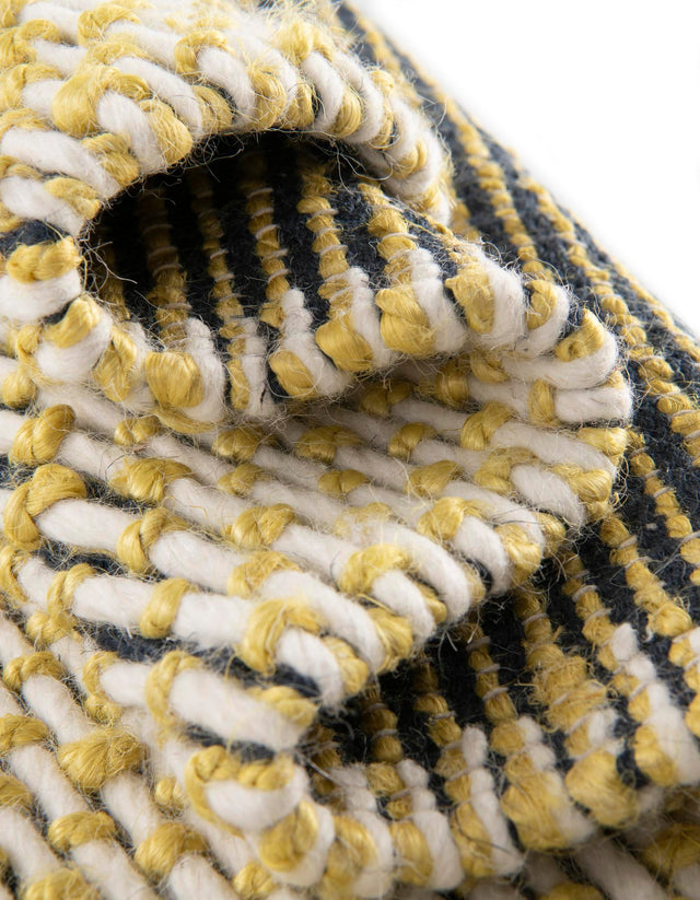 Yellow and Navy 5' 1 x 8' Seaside Pearl Jute Rectangle Area Rug 60% Jute & 40% Wool All Natural Coastal Mood Carpet for Eco Friendly Home Interior Design for Sale at Rug Engine