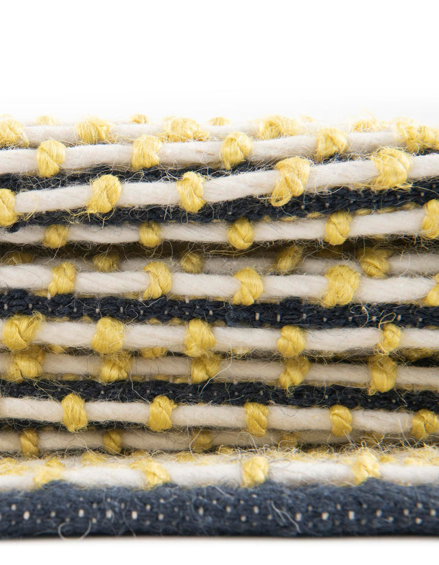 Yellow and Navy 5' 1 x 8' Seaside Pearl Jute Rectangle Area Rug 60% Jute & 40% Wool All Natural Coastal Mood Carpet for Eco Friendly Home Interior Design for Sale at Rug Engine