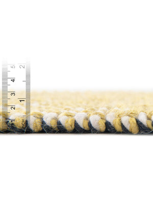Yellow and Navy 2' x 6' 1 Seaside Pearl Jute Runner Area Rug 60% Jute & 40% Wool All Natural Coastal Mood Carpet for Eco Friendly Home Interior Design for Sale at Rug Engine