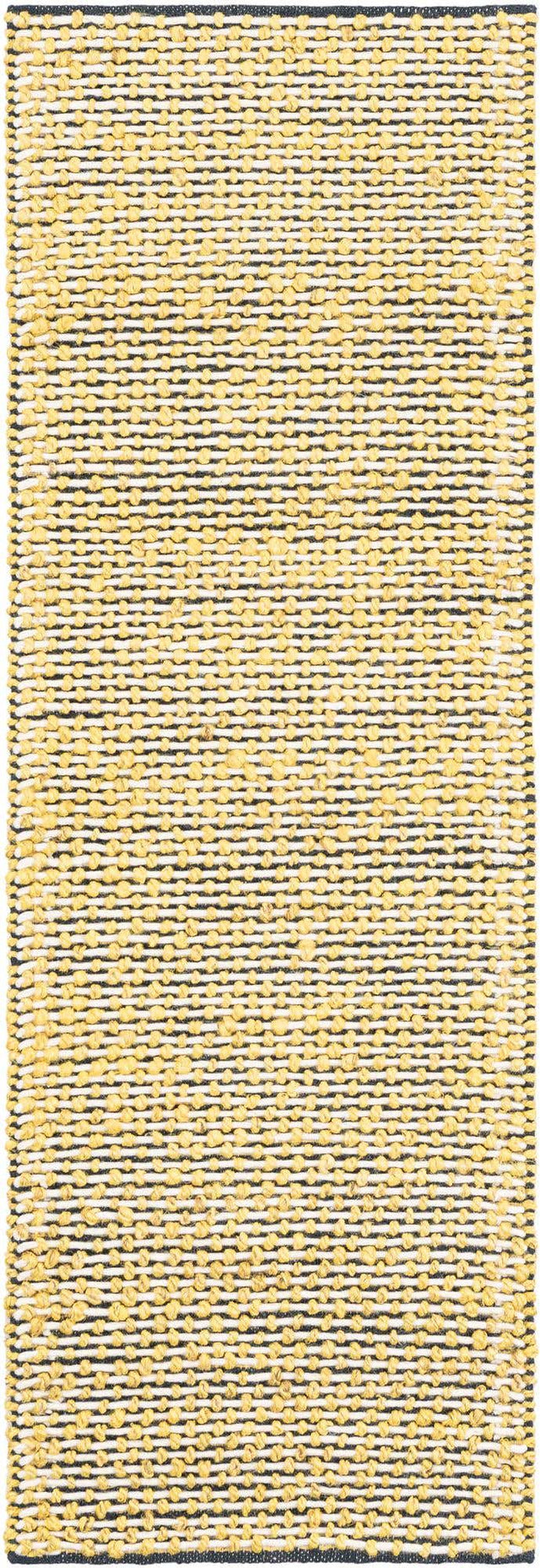 Yellow and Navy 2' x 6' 1 Seaside Pearl Jute Runner Area Rug 60% Jute & 40% Wool All Natural Coastal Mood Carpet for Eco Friendly Home Interior Design for Sale at Rug Engine