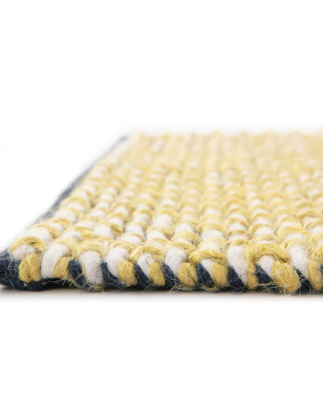 Yellow and Navy 7' 10 x 7' 10 Seaside Pearl Jute Square Area Rug 60% Jute & 40% Wool All Natural Coastal Mood Carpet for Eco Friendly Home Interior Design for Sale at Rug Engine