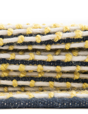 Yellow and Navy 7' 10 x 7' 10 Seaside Pearl Jute Square Area Rug 60% Jute & 40% Wool All Natural Coastal Mood Carpet for Eco Friendly Home Interior Design for Sale at Rug Engine