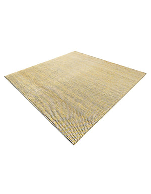 Yellow and Navy 7' 10 x 7' 10 Seaside Pearl Jute Square Area Rug 60% Jute & 40% Wool All Natural Coastal Mood Carpet for Eco Friendly Home Interior Design for Sale at Rug Engine