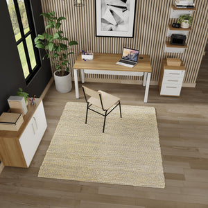 Yellow and Navy 7' 10 x 7' 10 Seaside Pearl Jute Square Area Rug 60% Jute & 40% Wool All Natural Coastal Mood Carpet for Eco Friendly Home Interior Design for Sale at Rug Engine