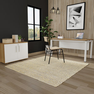 Yellow and Navy 7' 10 x 7' 10 Seaside Pearl Jute Square Area Rug 60% Jute & 40% Wool All Natural Coastal Mood Carpet for Eco Friendly Home Interior Design for Sale at Rug Engine
