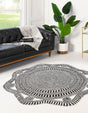 Black and White 2' x 2' Braided Jute Round Rug