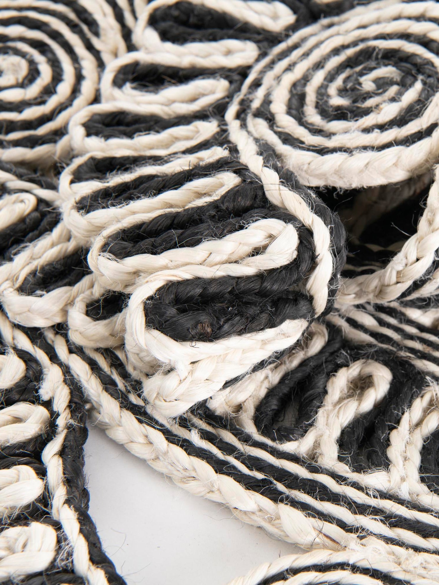 Black and White 3' 1 x 3' 1 Braided Jute Round Area Rug 100% Jute Hand Braided Natural Eco-Friendly Boho Style Carpet for Living Rooms Dining Office Space Dorms for Sale at Rug Engine