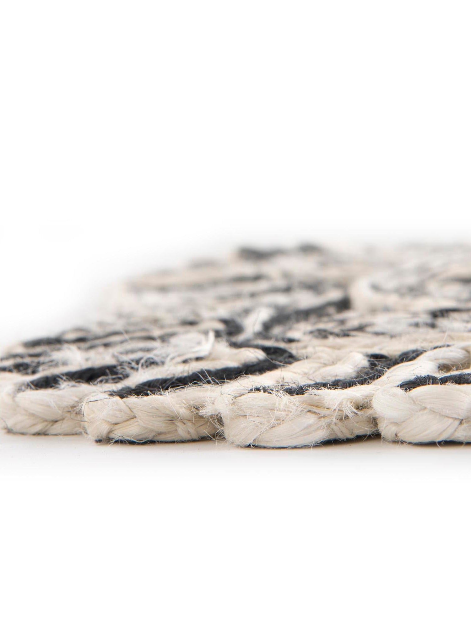 Black and White 5' 1 x 5' 1 Braided Jute Round Area Rug 100% Jute Hand Braided Natural Eco-Friendly Boho Style Carpet for Living Rooms Dining Office Space Dorms for Sale at Rug Engine