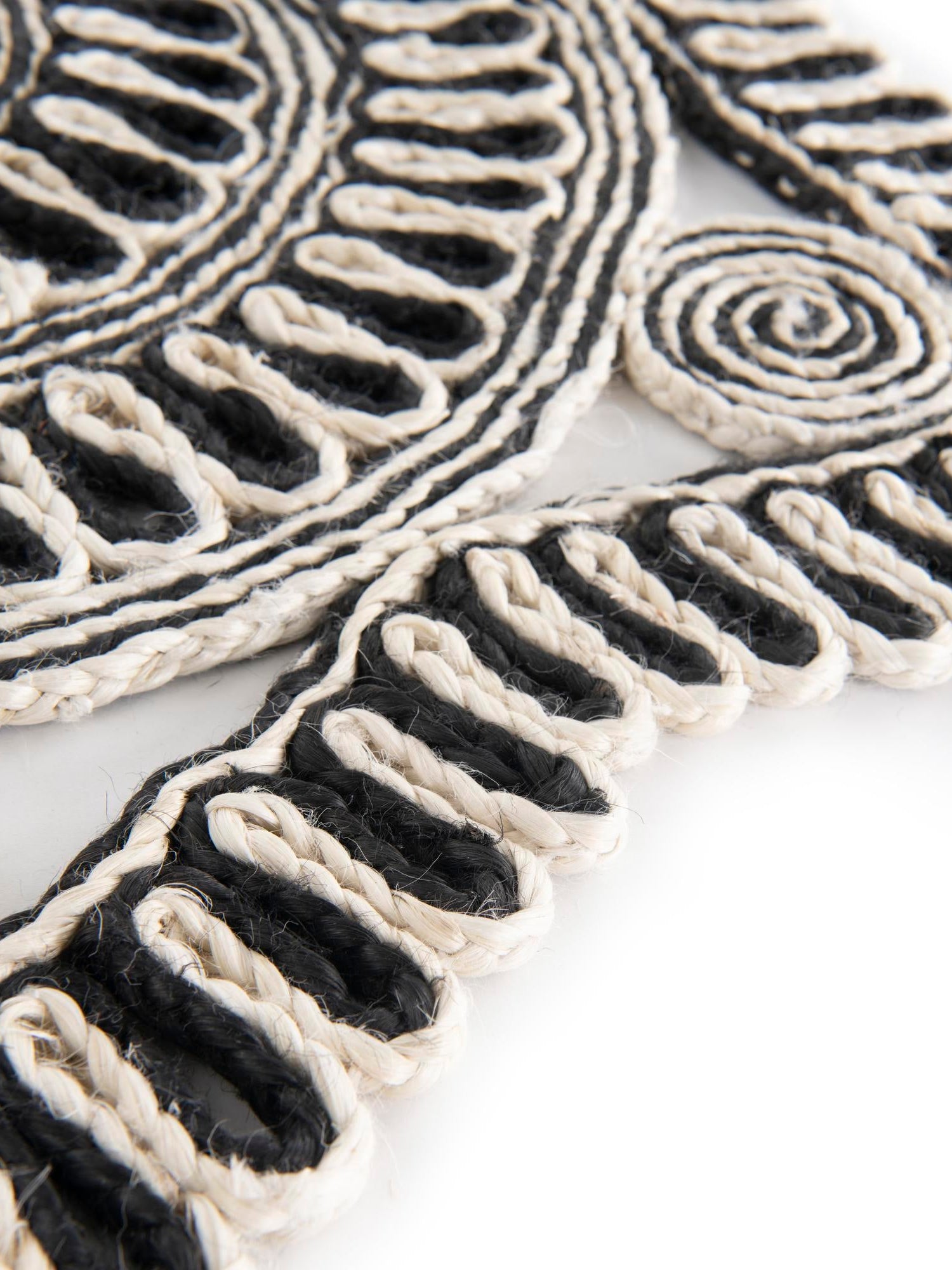 Black and White 5' 1 x 5' 1 Braided Jute Round Area Rug 100% Jute Hand Braided Natural Eco-Friendly Boho Style Carpet for Living Rooms Dining Office Space Dorms for Sale at Rug Engine
